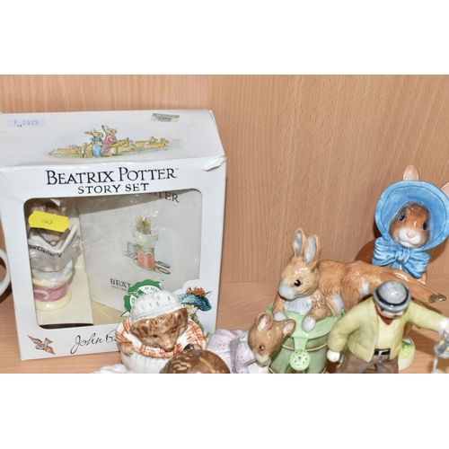 845 - TWELVE BESWICK MOSTLY BEATRIX POTTER CHARACTER FIGURINES comprising a boxed 'Tailor of Gloucester' s... 