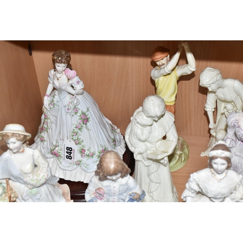 848 - A GROUP OF ROYAL WORCESTER AND COALPORT FIGURINES to include a group of Royal Worcester figurines co... 