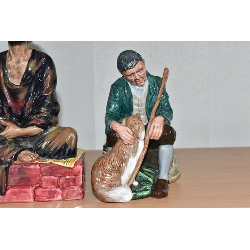 851 - THREE ROYAL DOULTON FIGURINES comprising 'Mendicant' HN1365, 'Carpet Seller' HN1464, and 'The Master... 