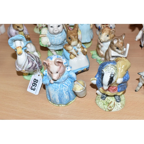 863 - A GROUP OF THIRTEEN BESWICK BEATRIX POTTER FIGURES comprising 'Pigling Bland,' 'Jemima Puddleduck,' ... 