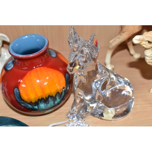 867 - A 'DAUM FRANCE' GERMAN SHEPHERD AND DECORATIVE ITEMS comprising a clear crystal Alsatian German shep... 