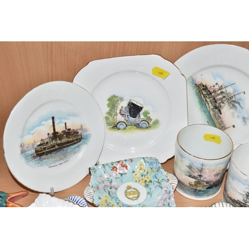 869 - A COLLECTION OF SHELLEY 'MILITARY THEMED' ITEMS comprising three tumblers depicting ships (one with ... 