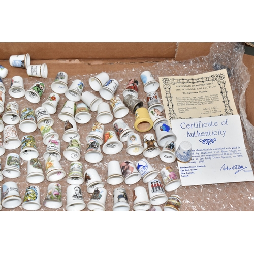 872 - ONE BOX OF CERAMIC COLLECTIBLE THIMBLES comprising approximately two hundred thimbles to include Roy... 