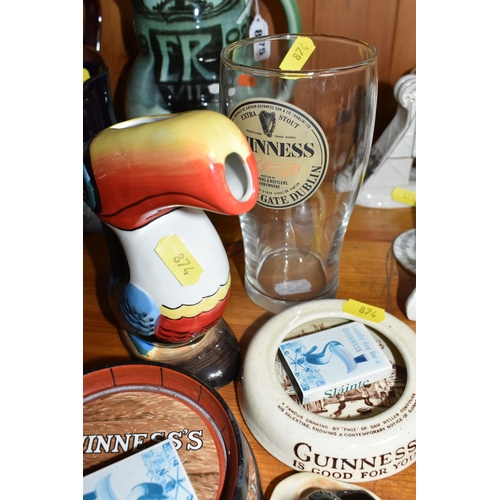 874 - FIVE GUINNESS ADVERTISING WARES ETC, comprising a Minton ashtray in the form of a barrel top, marked... 