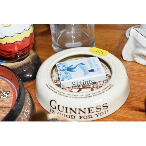 874 - FIVE GUINNESS ADVERTISING WARES ETC, comprising a Minton ashtray in the form of a barrel top, marked... 