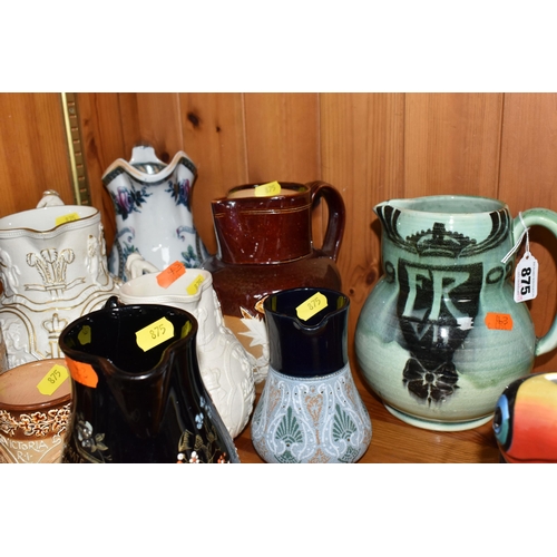 875 - ELEVEN LATE 19TH / EARLY 20TH CENTURY COMMEMORATIVE WARES, to include a Minton jug for the coronatio... 