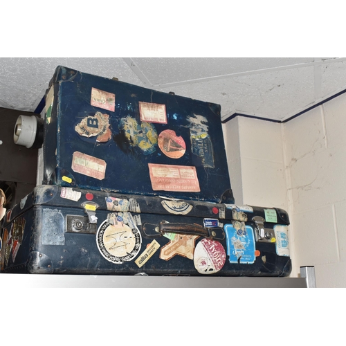 879 - VINTAGE CLOCKS AND LUGGAGE ETC, comprising a Bentima Grandmother clock in need of attention, an Art ... 