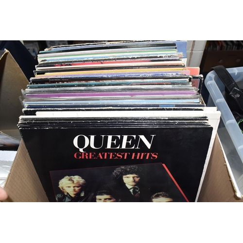 883 - A BOX OF MOSTLY 80s/ROCK/PROGRESSIVE ROCK LPS to include eight Queen LPs comprising 'A Night at The ... 