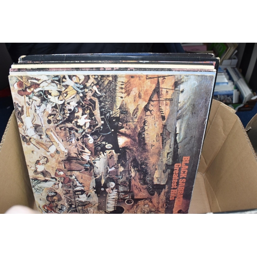 886 - A BOX OF APPROXIMATELY FORTY PROGRESSIVE ROCK AND ROCK LPS to include Judas Priest 'Stained Glass' C... 