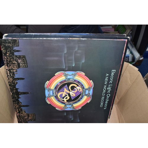 886 - A BOX OF APPROXIMATELY FORTY PROGRESSIVE ROCK AND ROCK LPS to include Judas Priest 'Stained Glass' C... 