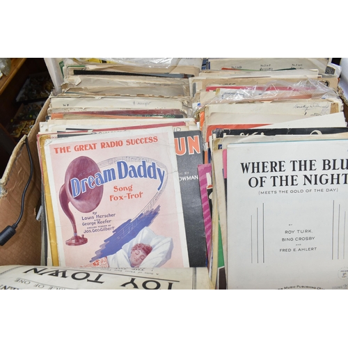 894 - ONE BOX OF SHEET MUSIC containing approximately 850 pieces of sheet  music from classical and folk g... 