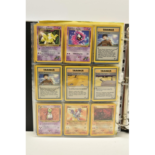 912 - FOLDER OF POKEMON CARDS, includes cards from Base Set, Jungle, Fossil, Base Set 2, Gym Heroes, Gym C... 