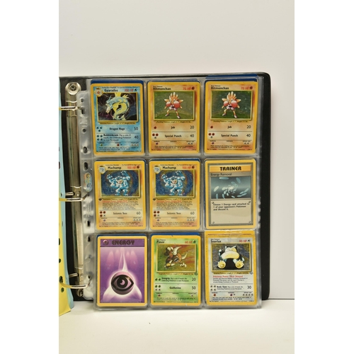 912 - FOLDER OF POKEMON CARDS, includes cards from Base Set, Jungle, Fossil, Base Set 2, Gym Heroes, Gym C... 