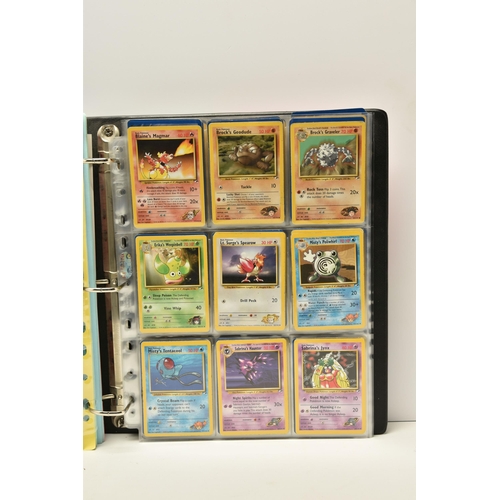 912 - FOLDER OF POKEMON CARDS, includes cards from Base Set, Jungle, Fossil, Base Set 2, Gym Heroes, Gym C... 