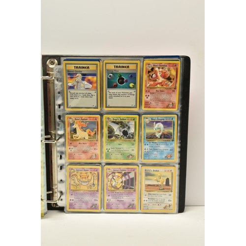 912 - FOLDER OF POKEMON CARDS, includes cards from Base Set, Jungle, Fossil, Base Set 2, Gym Heroes, Gym C... 