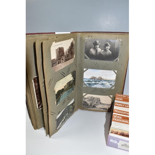 917 - ONE ALBUM AND ONE BOX OF POSTCARDS, the album contains 250 early -mid 20th century examples featurin... 