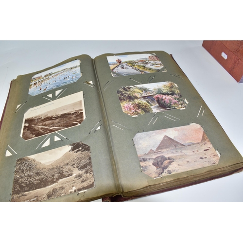 917 - ONE ALBUM AND ONE BOX OF POSTCARDS, the album contains 250 early -mid 20th century examples featurin... 