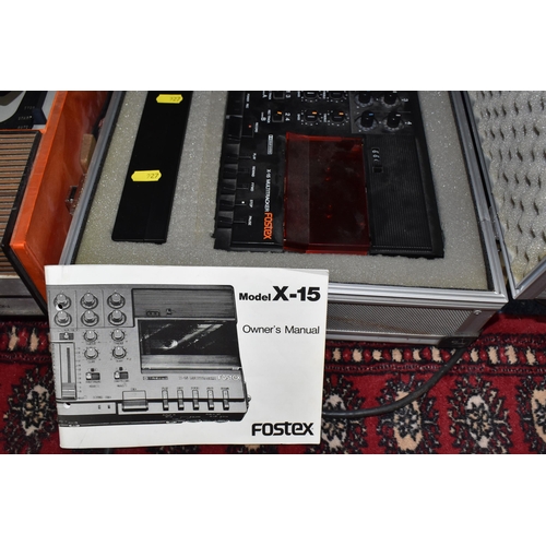 927 - ONE BOX AND LOOSE ELECTRICAL ITEMS, to include a Fidelity FH43 turntable, a Fostex X-15 multitrack r... 