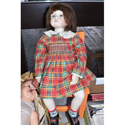 938 - THREE VINTAGE DOLLS, to include 'Molly' doll by Dianna Effner 1995, back of the head has makers mark... 