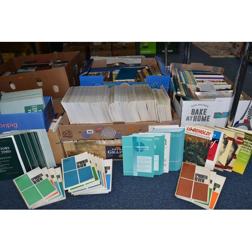 942 - TEN BOXES OF BOOKS ON RELIGION containing several hundred titles in hardback and paperback formats, ... 