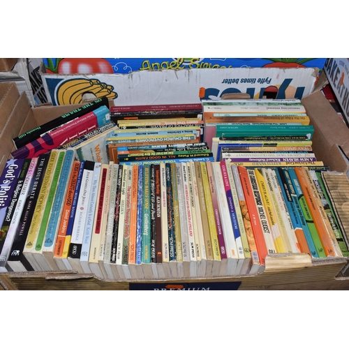 942 - TEN BOXES OF BOOKS ON RELIGION containing several hundred titles in hardback and paperback formats, ... 