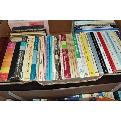 946 - TEN BOXES OF BOOKS ON RELIGION containing several hundred titles in hardback and paperback formats, ... 