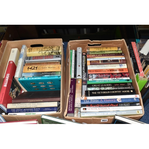 964 - FOUR BOXES OF NON-FICTION BOOKS comprising over 100 miscellaneous titles in hardback format, subject... 