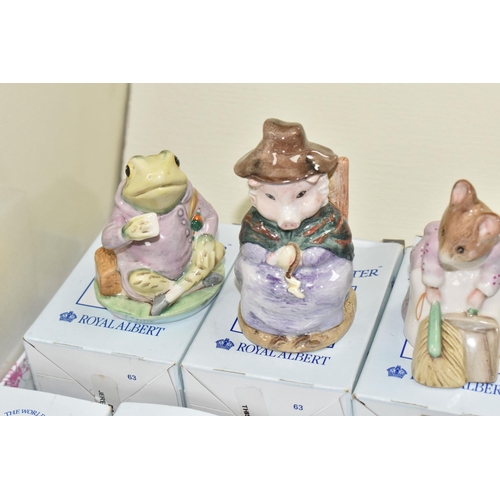 966 - NINE ROYAL ALBERT BEATRIX POTTER FIGURES, to include Jeremy Fisher, And this Pig had none, Hunca Mun... 