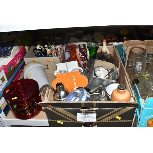 1000 - SIX BOXES AND LOOSE CERAMICS, GLASS, BREWERIANA AND SUNDRY ITEMS, to include twelve x Wood & Sons Ch... 