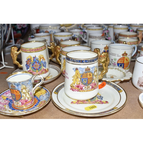 1003 - A COLLECTION OF PARAGON ROYAL COMMEMORATIVE CERAMICS, approximately fifty pieces to include plates, ... 