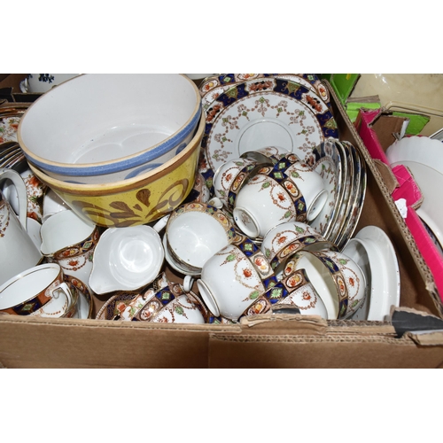 1006 - SIX BOXES AND LOOSE CERAMICS to include a large assortment of vintage tea wares to include a quantit... 