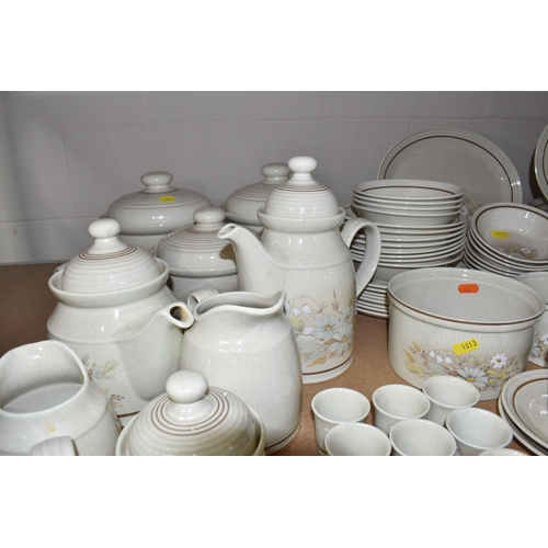 1013 - A LARGE QUANTITY OF ROYAL DOULTON 'FLORINDA' DINNERWARE, L.S. 1042, comprising two large covered cas... 