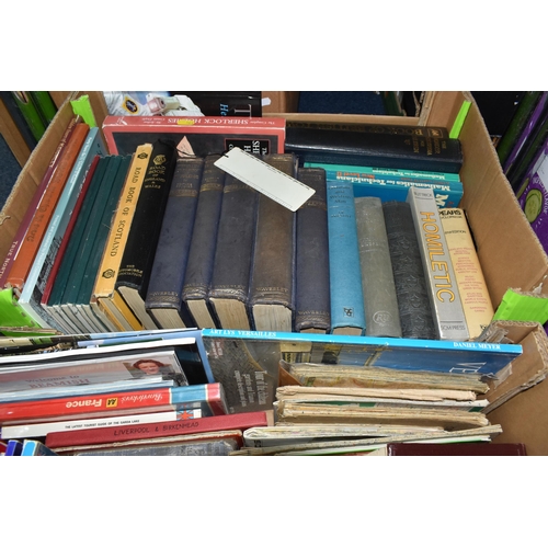 983 - SIX BOXES OF BOOKS & MAPS containing a large number of miscellaneous titles in hardback and paperbac... 