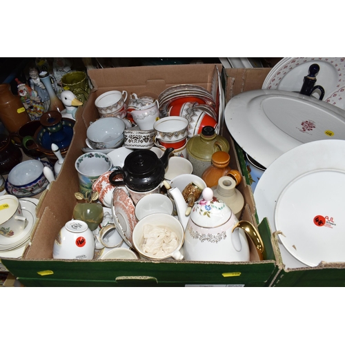 988 - FIVE BOXES AND LOOSE ASSORTED CERAMICS to include Bilton's coffee ware comprising cups, saucers, sid... 