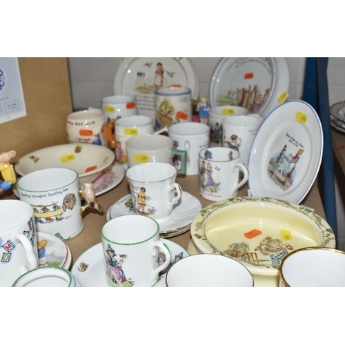 991 - A COLLECTION OF NURSERY WARE CUPS, SAUCERS AND BOWLS ETC, to include a Tuscan China cup and saucer h... 