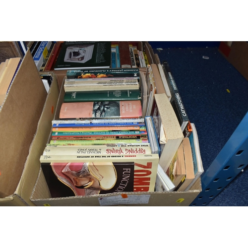 996 - SIX BOXES OF BOOKS containing a miscellaneous selection of subjects in hardback and paperback format... 