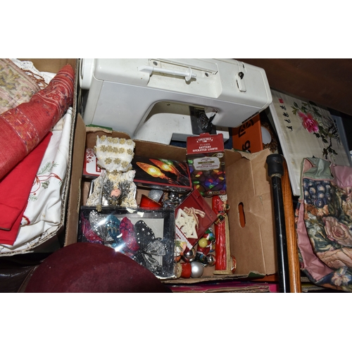 951 - SEVEN BOXES AND LOOSE MISCELLANEOUS ITEMS to include two boxes of mixed Christmas decorations compri... 