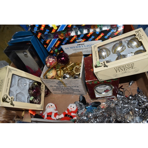 951 - SEVEN BOXES AND LOOSE MISCELLANEOUS ITEMS to include two boxes of mixed Christmas decorations compri... 