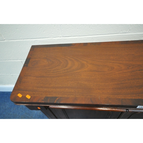 165 - A 19TH CENTURY MAHOGANY SIDEBOARD, fitted with two drawers, over double cupboard doors, width 120cm ... 