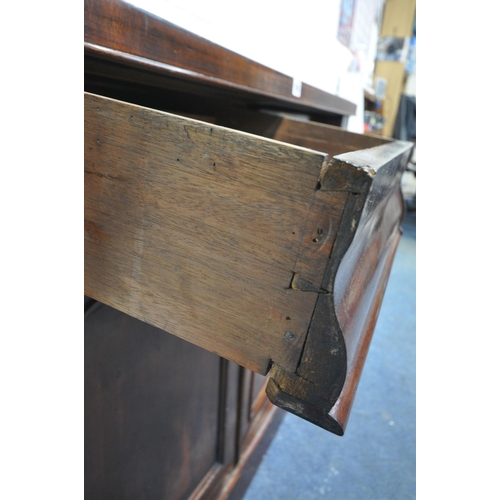 165 - A 19TH CENTURY MAHOGANY SIDEBOARD, fitted with two drawers, over double cupboard doors, width 120cm ... 