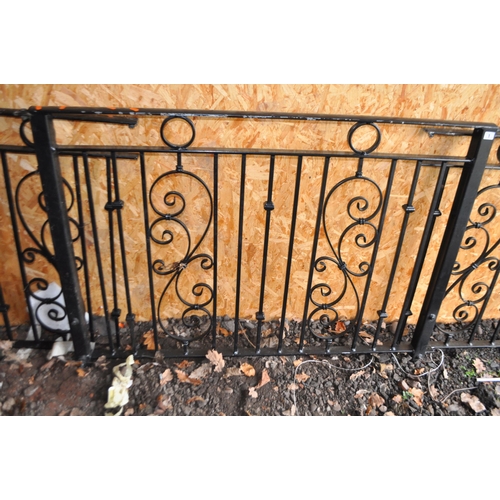 1 - A SELECTION OF MODERN WROUGHT IRON GARDEN/ DRIVEWAY BALUSTRADES, in five sections all 95cm high, inc... 