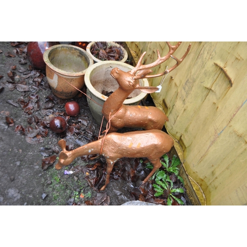 19 - TWO MODERN CAST ALUMINIUM FIGURES OF DEER,  height of stag 80cm