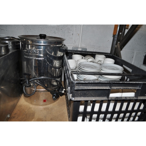 61 - A COLLECTION OF CATERING EQUIPMENT including a Buffalo heated cabinet (one glass door missing), a Pa... 