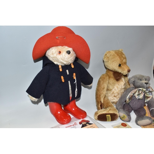 833 - THREE LIMITED EDITION MERRYTHOUGHT BEARS, a Merrythought for Danbury Mint Paddington Bear, No.179 of... 