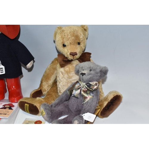 833 - THREE LIMITED EDITION MERRYTHOUGHT BEARS, a Merrythought for Danbury Mint Paddington Bear, No.179 of... 