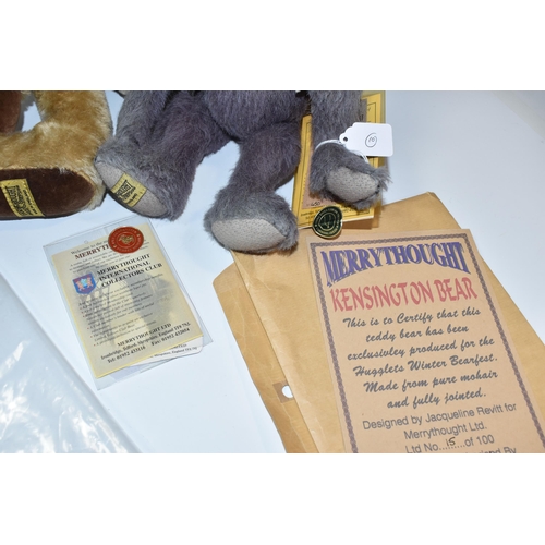 833 - THREE LIMITED EDITION MERRYTHOUGHT BEARS, a Merrythought for Danbury Mint Paddington Bear, No.179 of... 