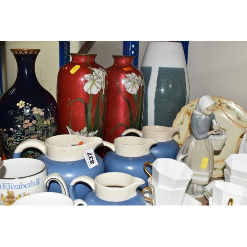 837 - A GROUP OF GLASS AND CERAMIC ITEMS to include six Royal Doulton 'Strathmore' coffee cups and saucers... 