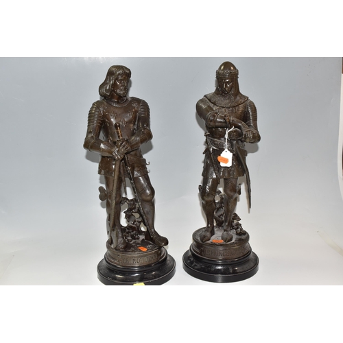 845 - TWO 'AFTER PEIFFER' CAST METAL STATUES comprising The Black Prince 'Le Prince Noir' marked with an i... 