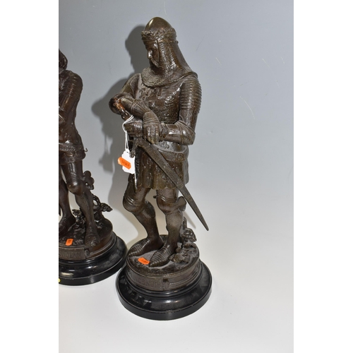 845 - TWO 'AFTER PEIFFER' CAST METAL STATUES comprising The Black Prince 'Le Prince Noir' marked with an i... 