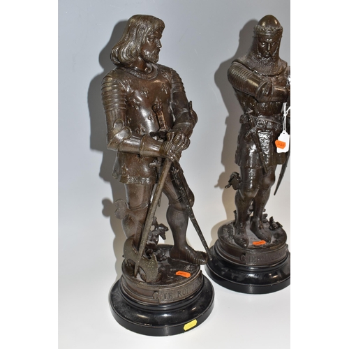 845 - TWO 'AFTER PEIFFER' CAST METAL STATUES comprising The Black Prince 'Le Prince Noir' marked with an i... 